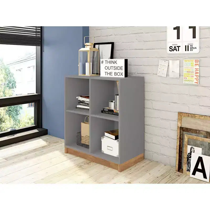 29,92" Meuble Cornelia Gris/Naturel - Manhattan Comfort : Meuble de rangement et bibliothèque polyvalents