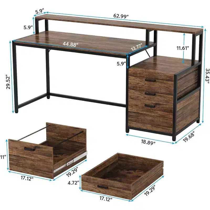 LITTLE TREE Bureau d'ordinateur 63 po marron