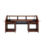 Annette 71" Decorative Bookshelf Natural and Black - Acme Furniture: Metal Frame, Wood Composite Surface, Open Storage Shelf