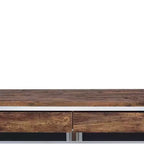 Bureau d'appel Acme Furniture 36 po chêne vieilli et finition chromée : cadre métallique, surface en bois, étagère de rangement ouverte