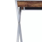 Bureau d'appel Acme Furniture 36 po chêne vieilli et finition chromée : cadre métallique, surface en bois, étagère de rangement ouverte