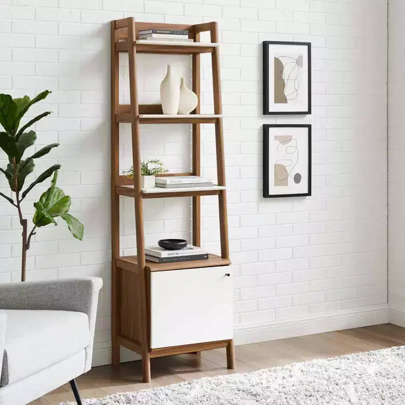 Étagère de présentation Bixby 71 po noyer/blanc - Modway