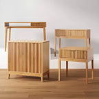 Bureau Nathan James Bohème en bois cannelé avec tiroir et casier ouvert, marron naturel : Surface en placage, cadre en bois, nettoyer les taches, 78,7 cm H x 109,2 cm L x 61 cm P