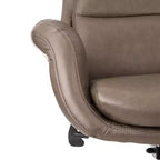 Chaise de bureau pivotante réglable à dossier haut en similicuir marron de style Mid-Century Modern - Gris - Glitzhome : Rembourrée avec accoudoirs fixes et cadre en contreplaqué
