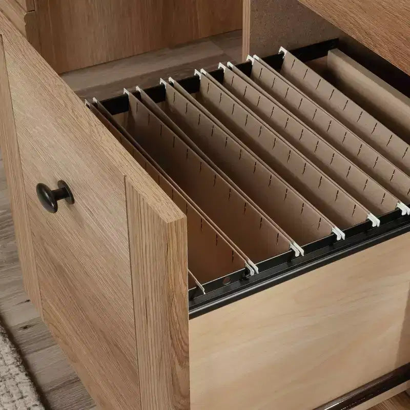 Bureau informatique Sauder en chêne Timber : Meuble de bureau de style vintage avec tiroir de rangement et cadre en MDF