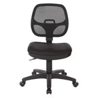 Fauteuil de bureau à dossier en maille avec siège en tissu noir - OSP Home Furnishings : Ergonomique, pivotant, hauteur réglable