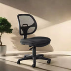 Fauteuil de bureau à dossier en maille avec siège en tissu noir - OSP Home Furnishings : Ergonomique, pivotant, hauteur réglable