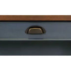 Bureau d'écriture en L avec caisson mobile Bleu - Collection Fairmont - Martin Furniture : Bois, Station de charge, Port USB