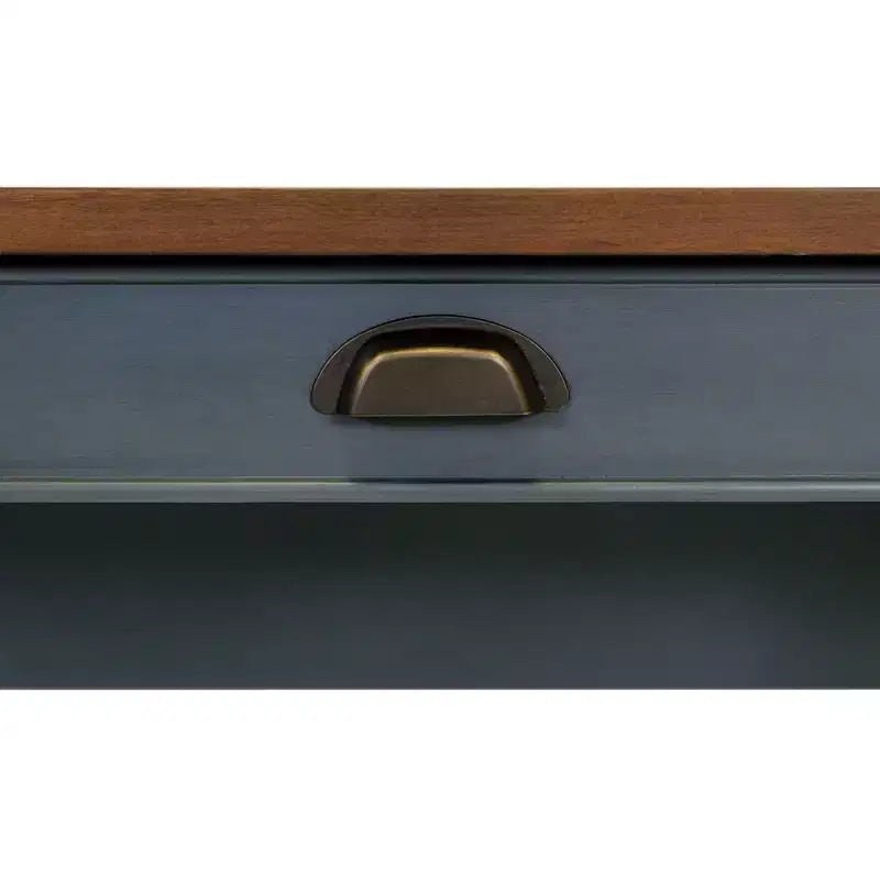 Bureau d'écriture en L avec caisson mobile Bleu - Collection Fairmont - Martin Furniture : Bois, Station de charge, Port USB
