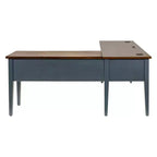 Bureau d'écriture en L avec caisson mobile Bleu - Collection Fairmont - Martin Furniture : Bois, Station de charge, Port USB