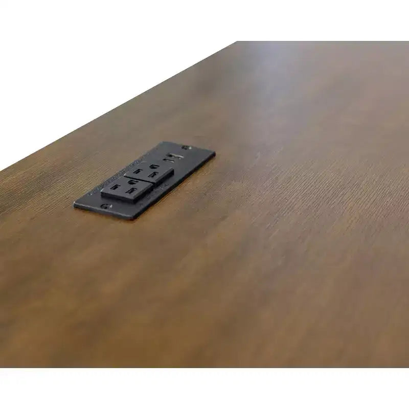 Bureau d'écriture en L avec caisson mobile Bleu - Collection Fairmont - Martin Furniture : Bois, Station de charge, Port USB