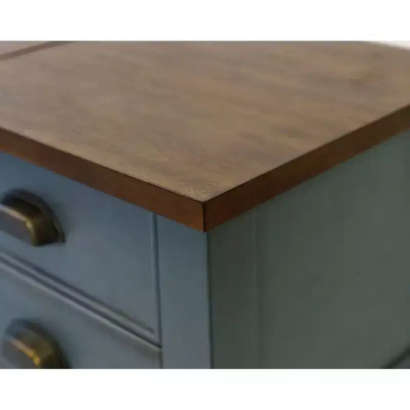 Bureau d'écriture en L avec caisson mobile Bleu - Collection Fairmont - Martin Furniture : Bois, Station de charge, Port USB