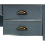 Bureau d'écriture en L avec caisson mobile Bleu - Collection Fairmont - Martin Furniture : Bois, Station de charge, Port USB