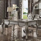 Bureau de direction Versailles Platine antique - Acme Furniture : Surface en placage, cadre en bois, rangement fermé