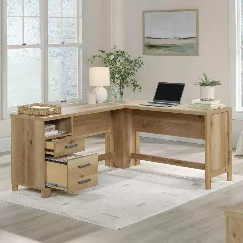 Bureau en L Sauder Rosedale Ranch avec tiroir classeur Chêne Timber