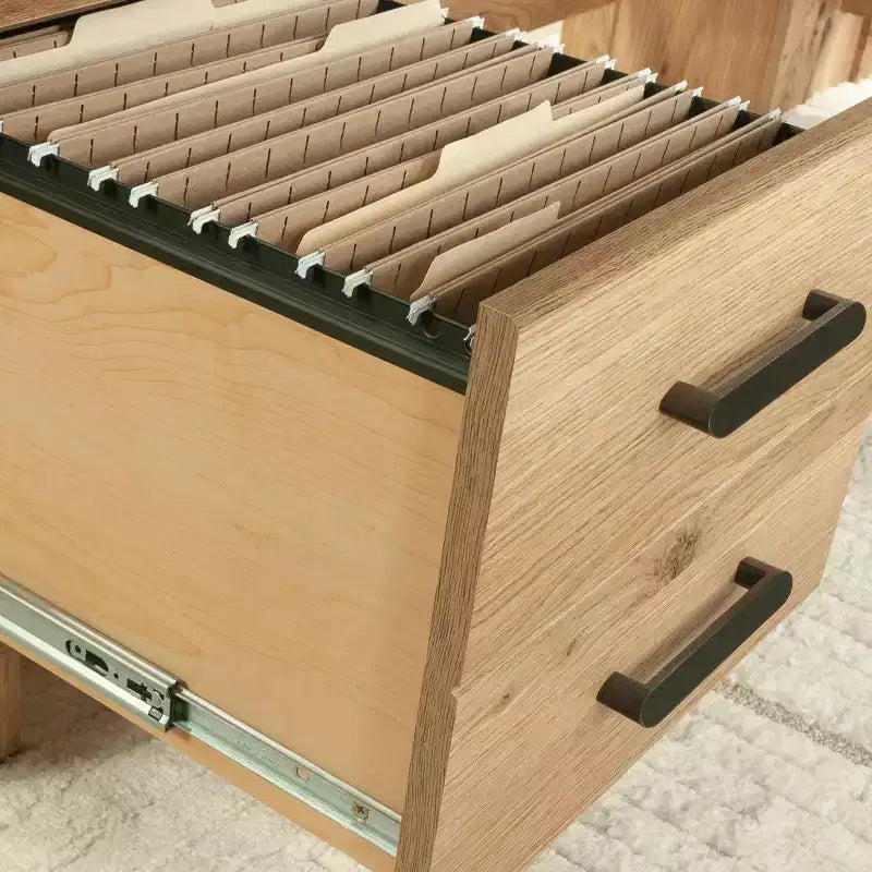 Bureau en L Sauder Rosedale Ranch avec tiroir classeur Chêne Timber