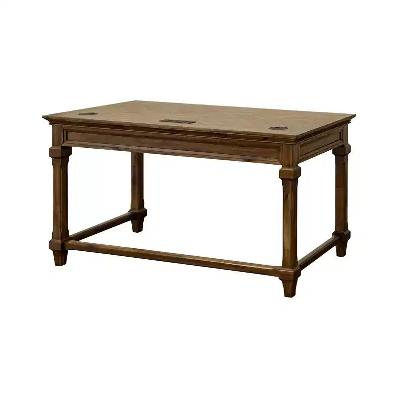 Bureau d'écriture traditionnel Porter en bois brun - Martin Furniture : Bureau élégant, 137 cm de largeur, tiroir universel