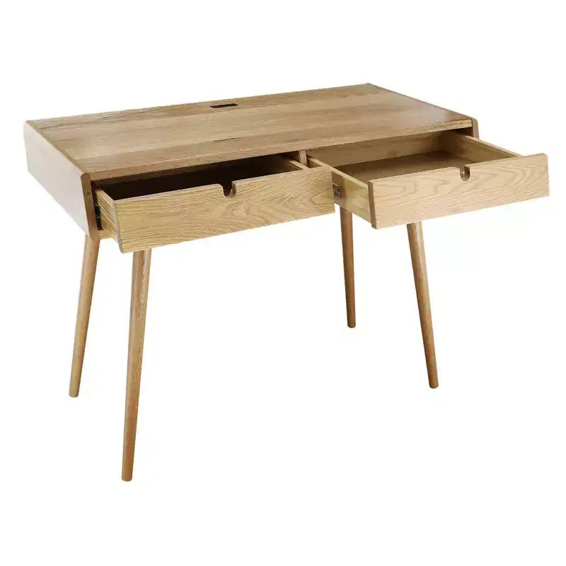 Bureau avec ports USB Chêne naturel - Flora Home : Construction en bois de pin, 101,6 cm de large, Tiroirs intégrés