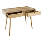 Bureau avec ports USB Chêne naturel - Flora Home : Construction en bois de pin, 101,6 cm de large, Tiroirs intégrés