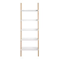 76" Remus Ladder Bookshelf Modern Oak and White - Universal Expert: Wall Leaning Design, 5-Tier Storage