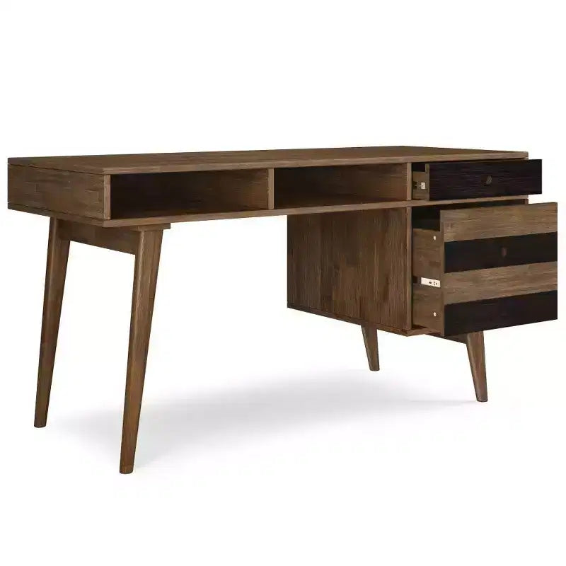 Wright Desk with Side Drawers & File Storage, Mid-Century Modern - WyndenHall
