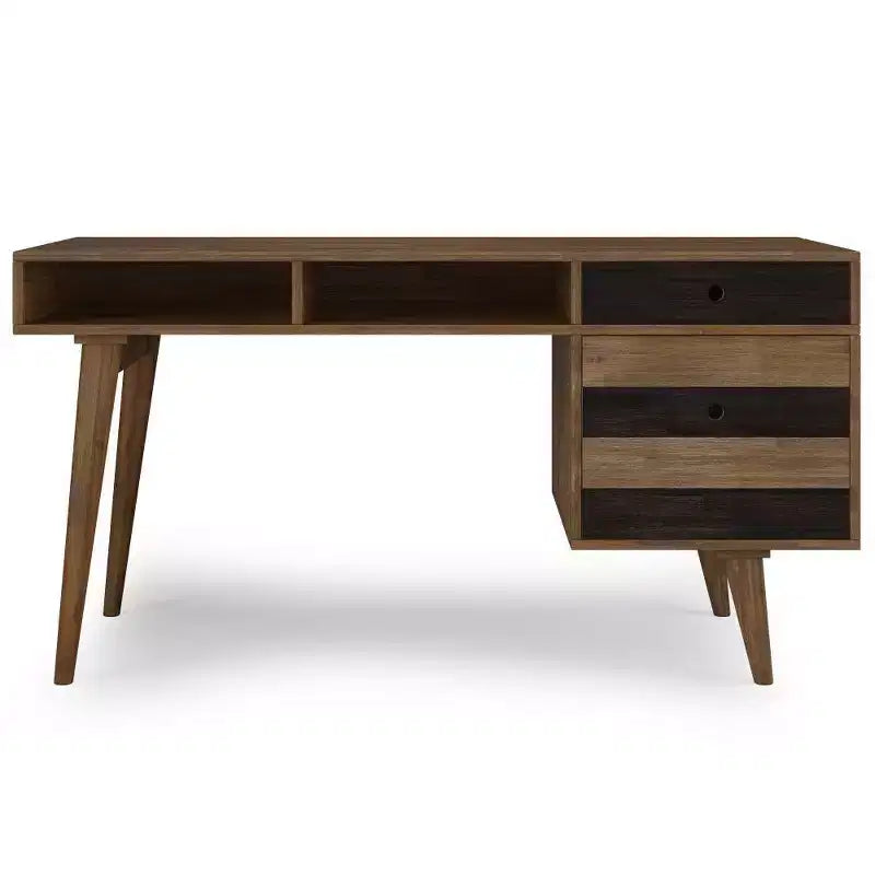 Bureau Wright avec tiroirs latéraux et rangement pour dossiers, moderne du milieu du siècle - WyndenHall
