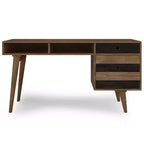 Bureau Wright avec tiroirs latéraux et rangement pour dossiers, moderne du milieu du siècle - WyndenHall