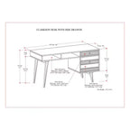 Bureau Wright avec tiroirs latéraux et rangement pour dossiers, moderne du milieu du siècle - WyndenHall