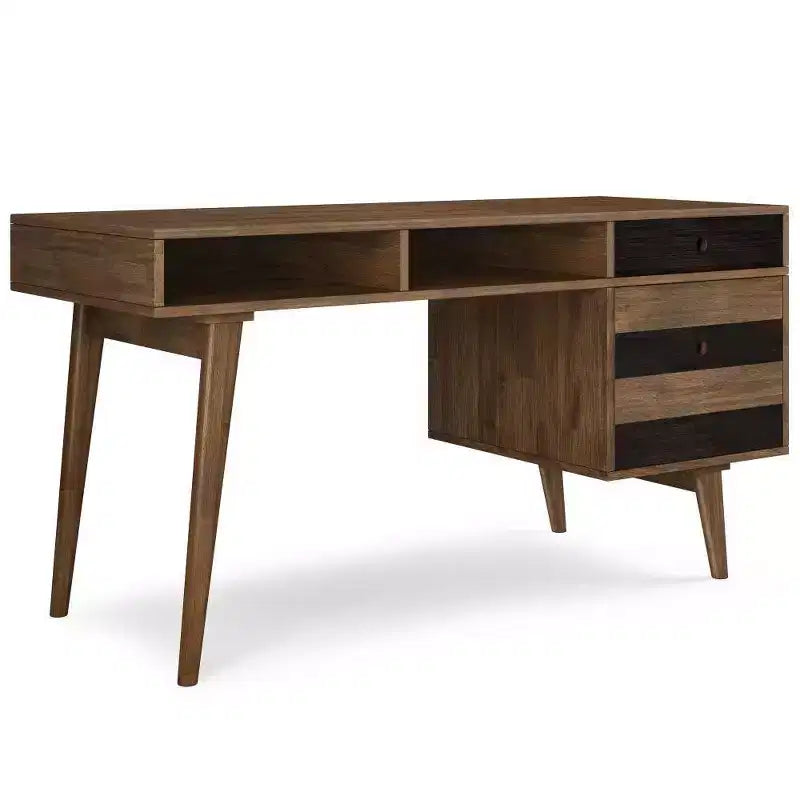 Bureau Wright avec tiroirs latéraux et rangement pour dossiers, moderne du milieu du siècle - WyndenHall