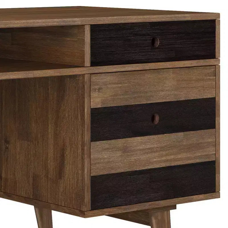 Bureau Wright avec tiroirs latéraux et rangement pour dossiers, moderne du milieu du siècle - WyndenHall