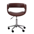 Teamson Home Faux Leather Swivel Home Office Chair with Adjustable Seat Height Brown