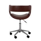 Chaise de bureau à domicile pivotante en similicuir Teamson Home avec hauteur d'assise réglable, marron