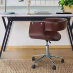 Chaise de bureau à domicile pivotante en similicuir Teamson Home avec hauteur d'assise réglable, marron