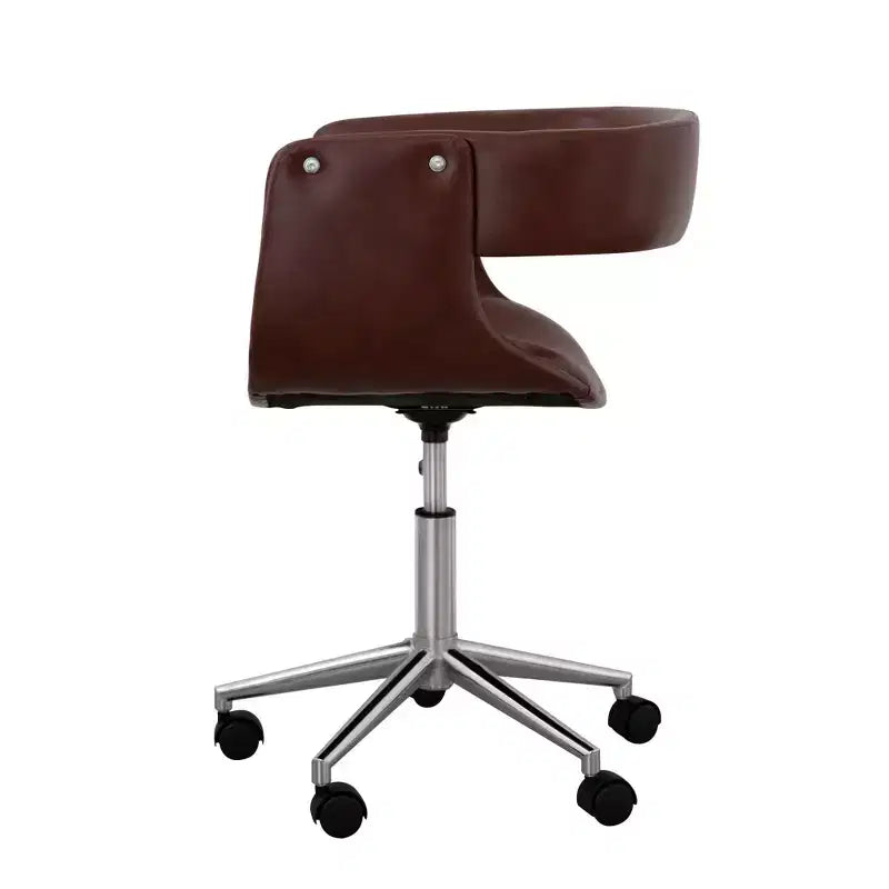 Chaise de bureau à domicile pivotante en similicuir Teamson Home avec hauteur d'assise réglable, marron