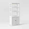 72" Bookcase Traditional With Three Open Shelves and Cabinet Classic White - Room Essentials™