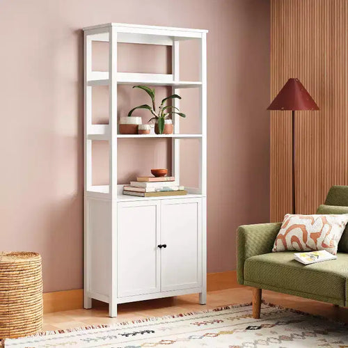 Bibliothèque traditionnelle de 183 cm avec trois étagères ouvertes et un placard Blanc classique - Room Essentials™