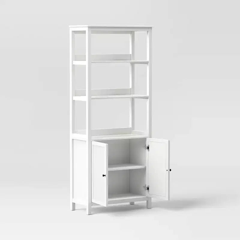 Bibliothèque traditionnelle de 183 cm avec trois étagères ouvertes et un placard Blanc classique - Room Essentials™
