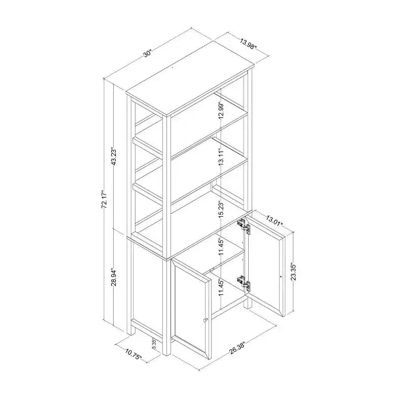 Bibliothèque traditionnelle de 183 cm avec trois étagères ouvertes et un placard Blanc classique - Room Essentials™