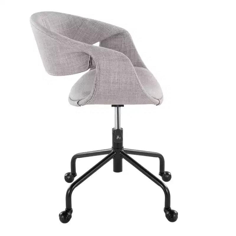 LumiSource Curvo Chaise de bureau à 4 branches en métal noir et tissu gris