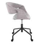 LumiSource Curvo Chaise de bureau à 4 branches en métal noir et tissu gris