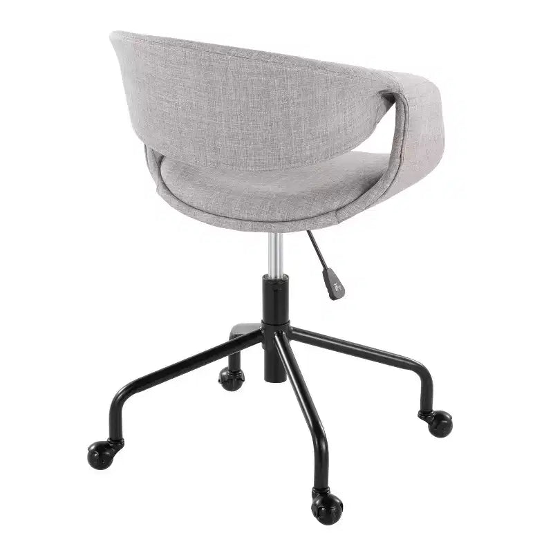 LumiSource Curvo Chaise de bureau à 4 branches en métal noir et tissu gris