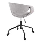 LumiSource Curvo Chaise de bureau à 4 branches en métal noir et tissu gris