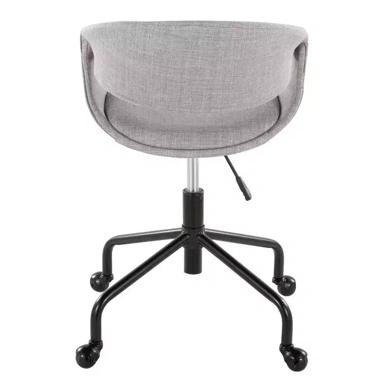 LumiSource Curvo Chaise de bureau à 4 branches en métal noir et tissu gris