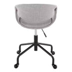 LumiSource Curvo Chaise de bureau à 4 branches en métal noir et tissu gris