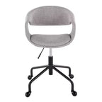 LumiSource Curvo Chaise de bureau à 4 branches en métal noir et tissu gris