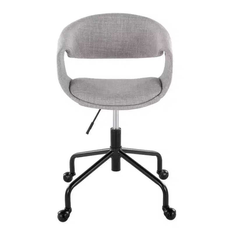 LumiSource Curvo Chaise de bureau à 4 branches en métal noir et tissu gris