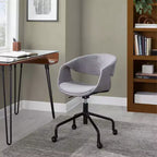 LumiSource Curvo Chaise de bureau à 4 branches en métal noir et tissu gris