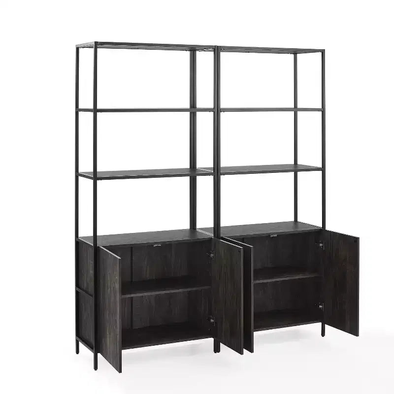 Lot de 2 étagères Jacobsen 204,5 cm frêne marron - Crosley : Rangement industriel, cadre en acier, placage bois