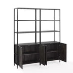 Lot de 2 étagères Jacobsen 204,5 cm frêne marron - Crosley : Rangement industriel, cadre en acier, placage bois