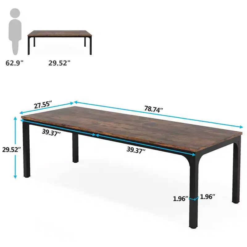 LITTLE TREE Bureau d'ordinateur extra long de 200 cm pour bureau à domicile (marron/noir)